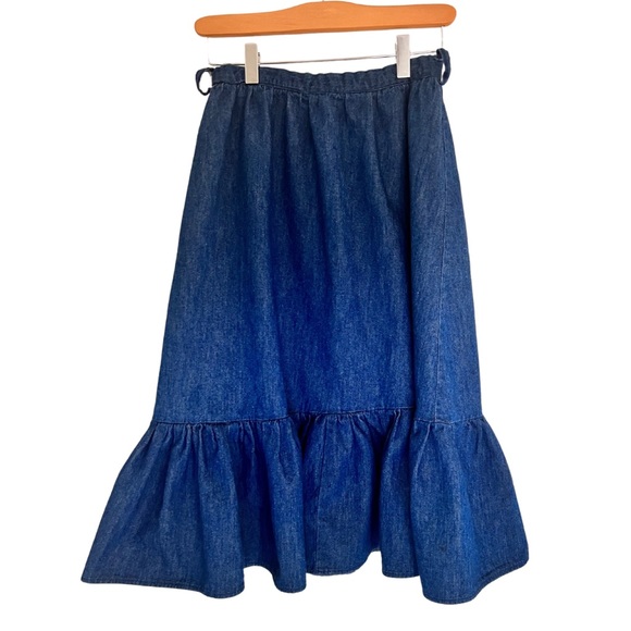 BLUE JEAN SKIRT WITH RUFFLED BOTTOM - Picture 4 of 4